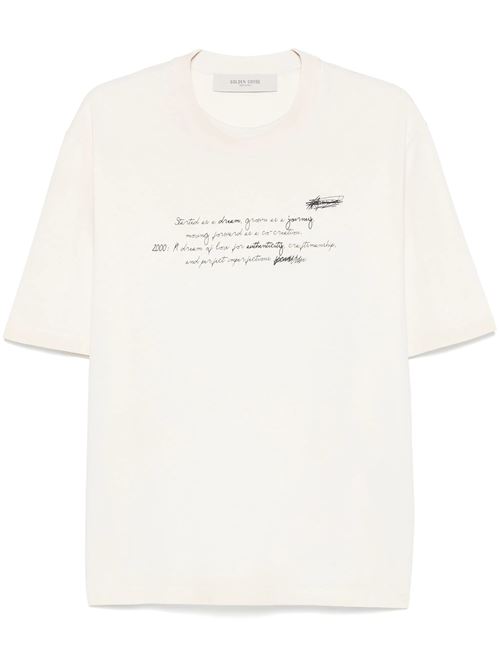 Ecru crew neck short sleeves t-shirt GOLDEN GOOSE | GUP01873P00187411569